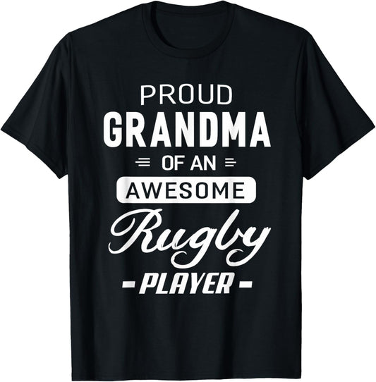 Proud Grandma Rugby Awesome Rugby Player Grandmother Gift T-Shirt - T-Shirt | Black