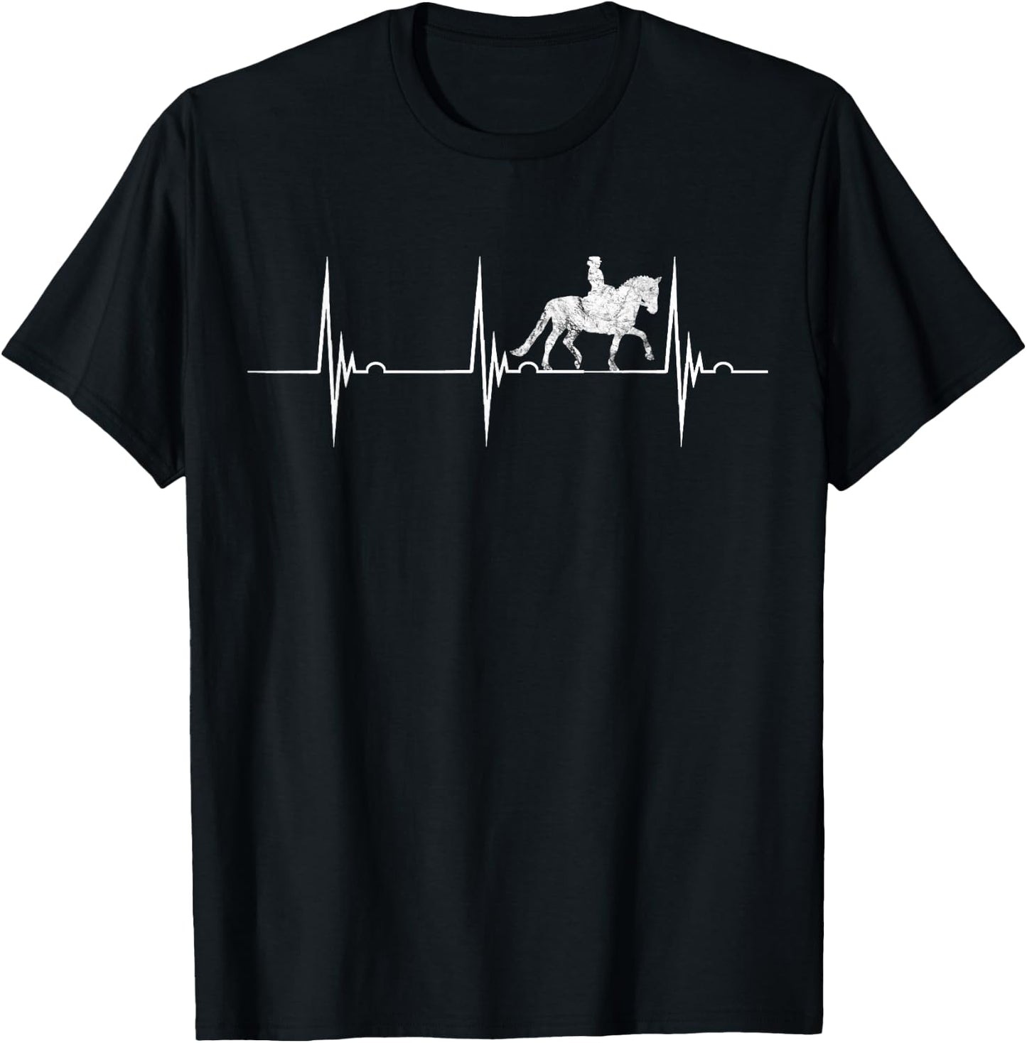 Dressage Horse Riding Heartbeat EKG Pulse Equestrian T-Shirt - T-Shirt | Black