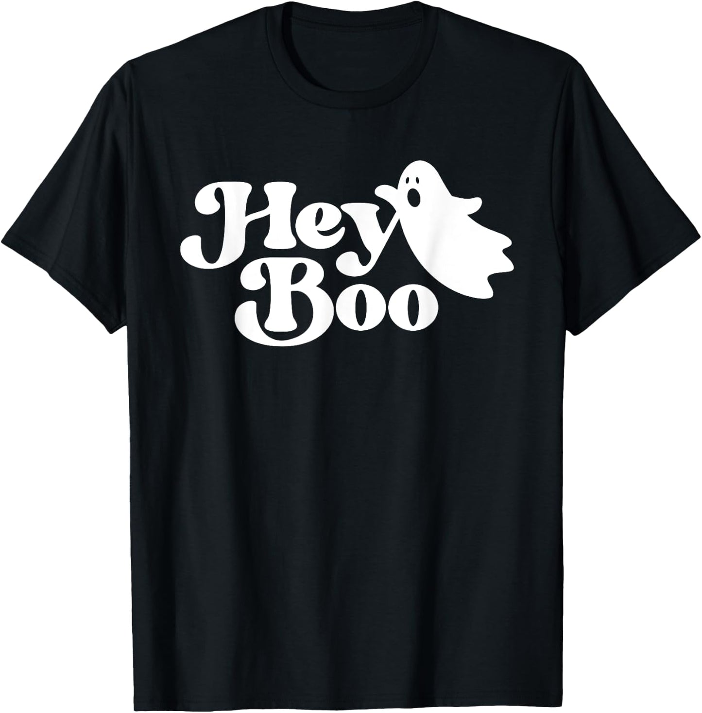 Hey Boo Funny Ghost Halloween Men Women Kids T-Shirt - T-Shirt | Black