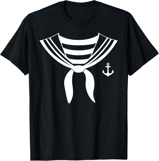 sailor suit sailor uniform sailor sailor , Blue, S T-Shirt - T-Shirt | Black