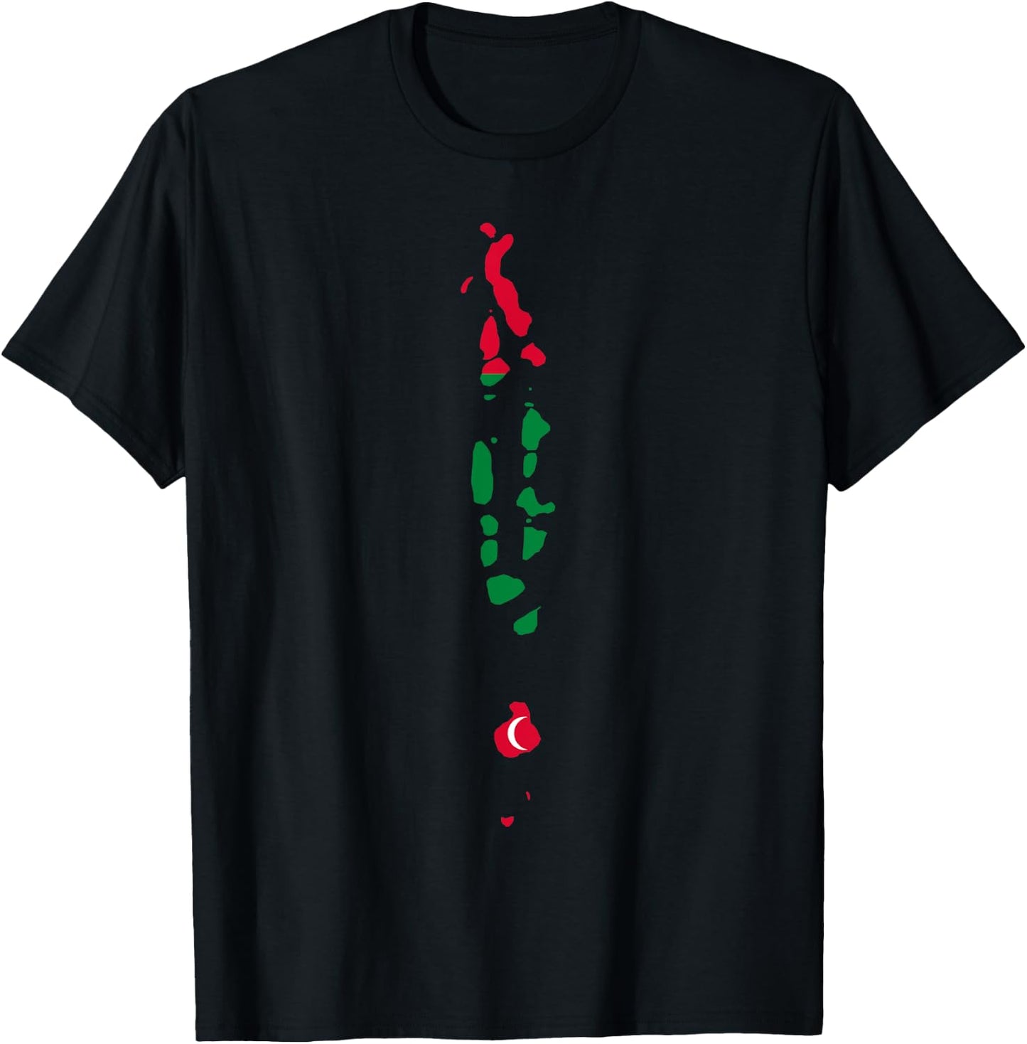 Malediven Flagge im Malediven Umriss - Malediven T-Shirt - T-Shirt | Black