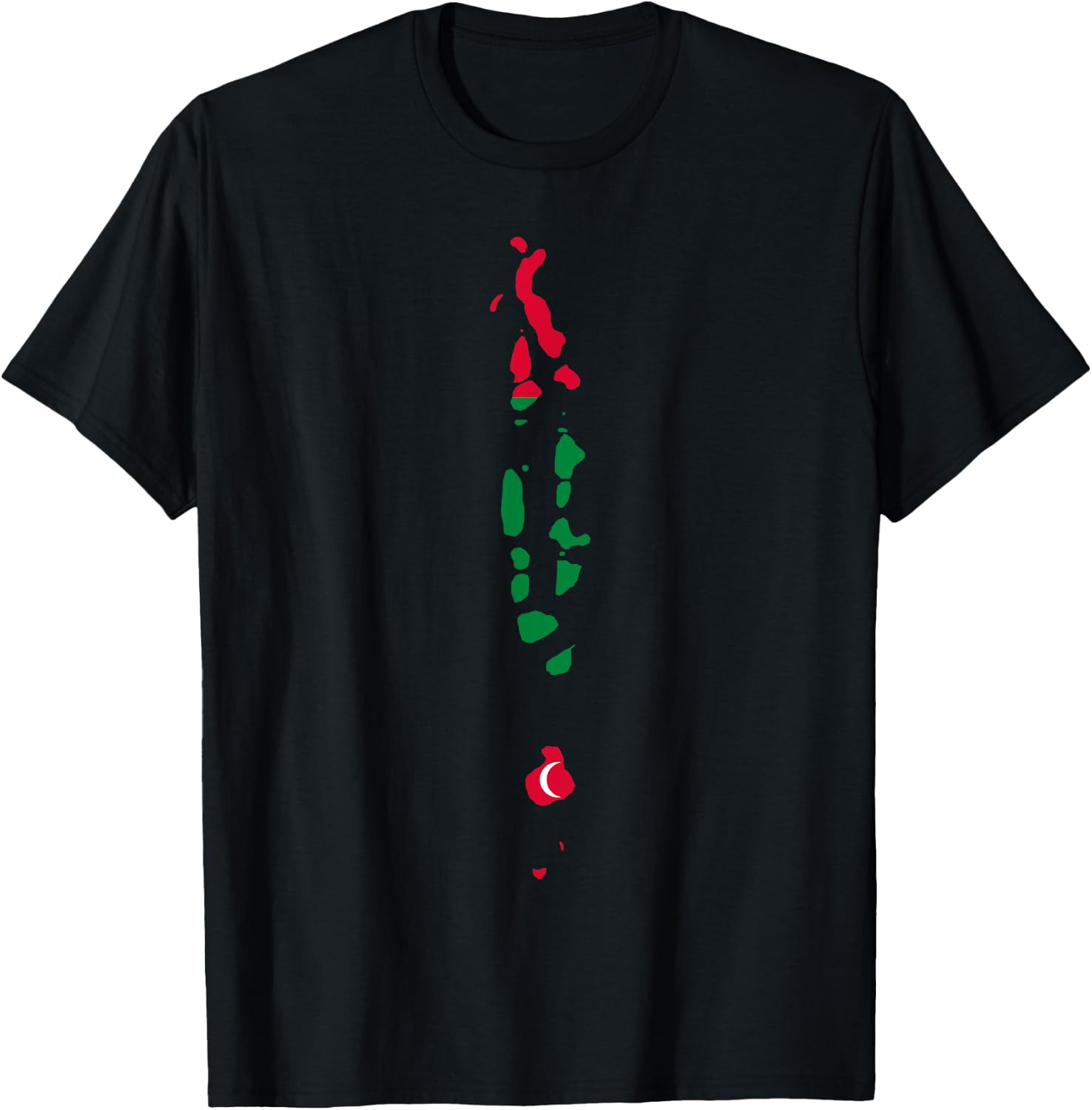 Malediven Flagge im Malediven Umriss - Malediven T-Shirt - T-Shirt | Black