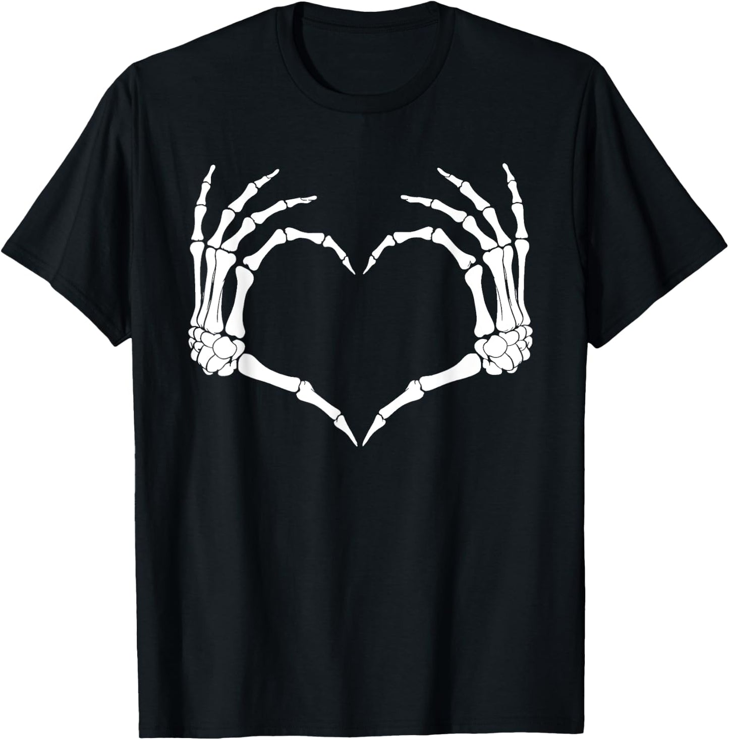 Skeleton Heart Hand Sign Family Women Girl Halloween Costume T-Shirt - T-Shirt | Black