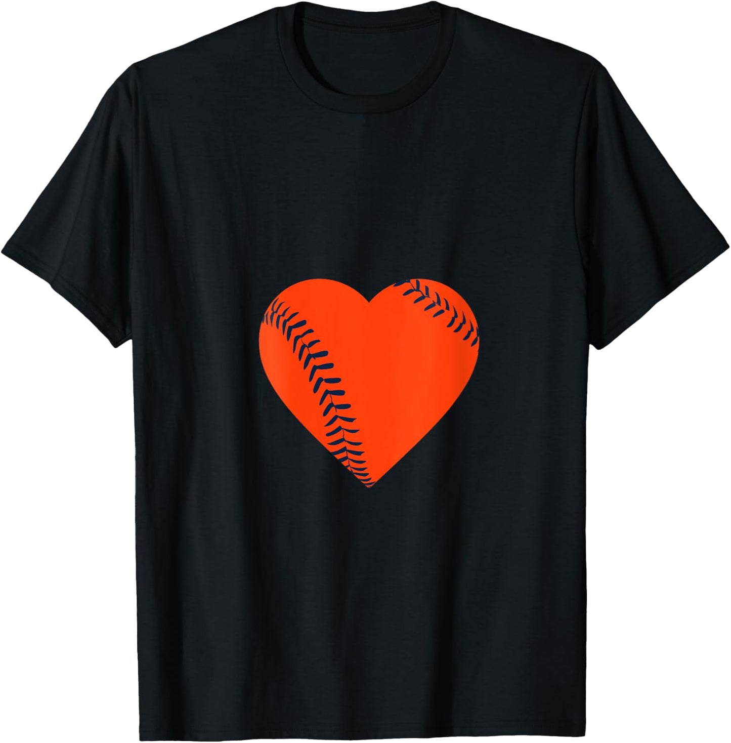 Orange Navy Blue Baseball Heart V-Neck T-Shirt - T-Shirt | Black