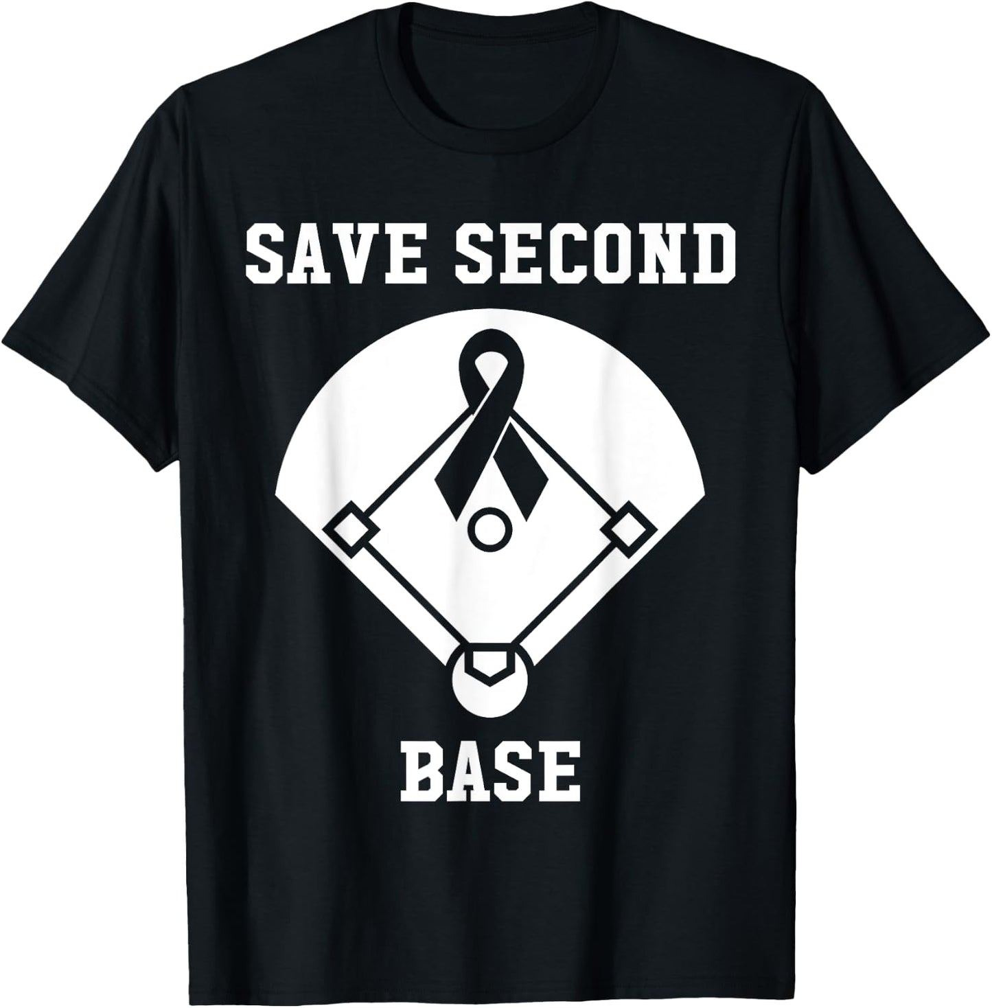 Breast Cancer Awareness - Save 2nd Base Pink Ribbon T-Shirt - T-Shirt | Black