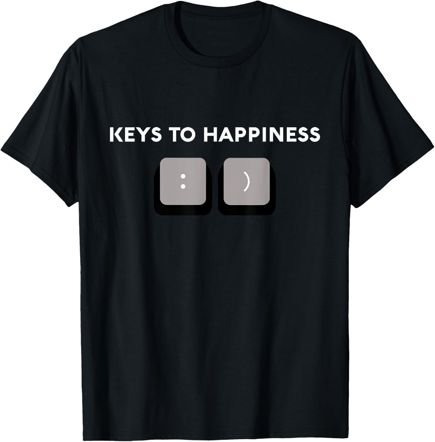 Funny IT Tech Pun Shirts - Keys To Happiness T-Shirt - T-Shirt | Black