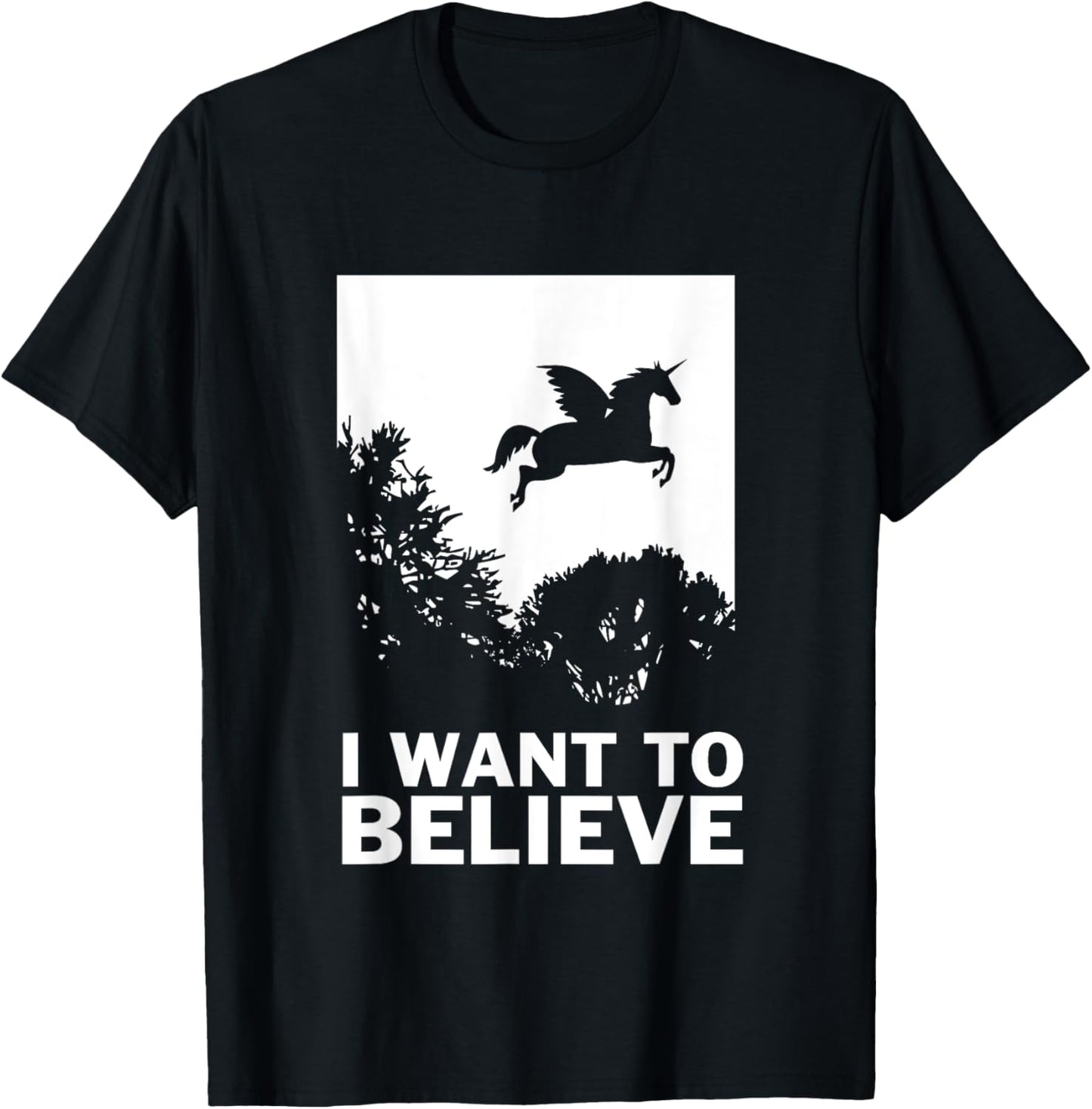 I Want To Believe Unicorns - UFO Conspiracy Flying T-Shirt - T-Shirt | Black