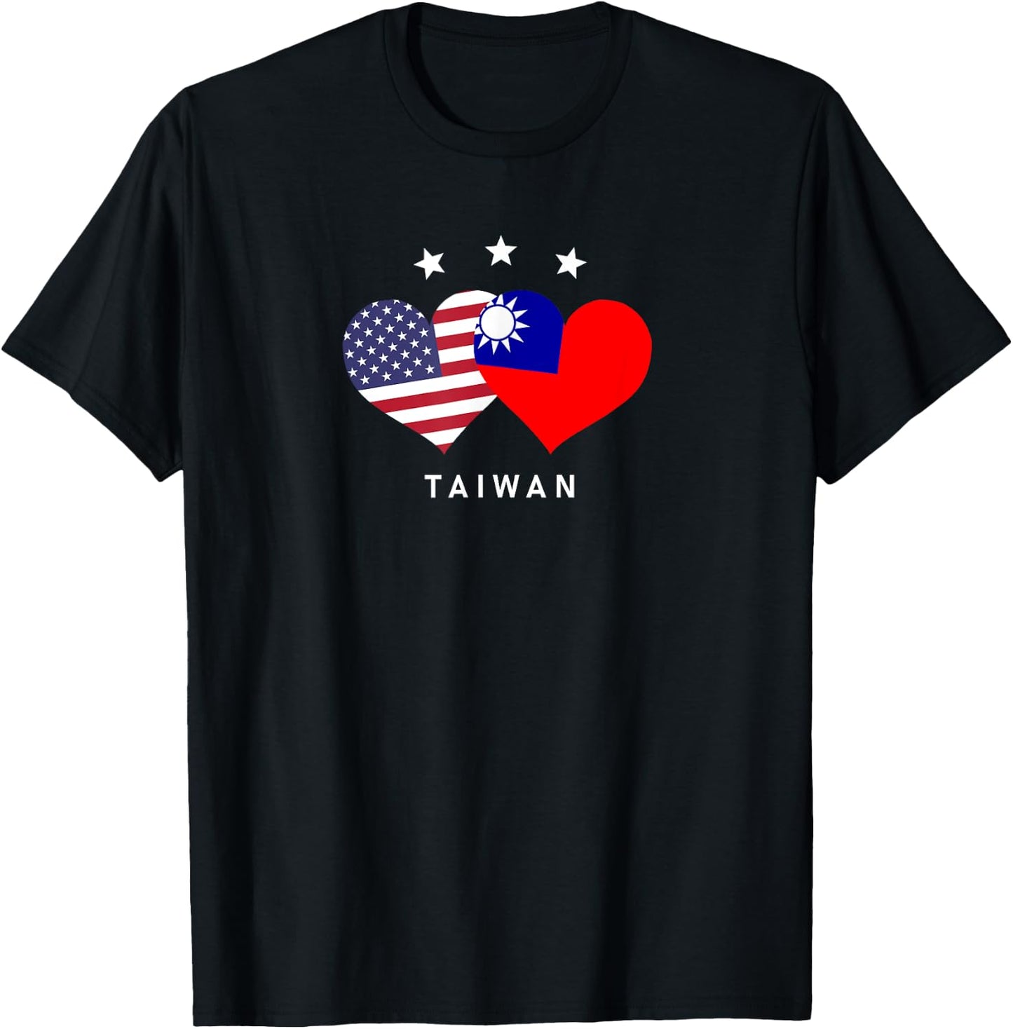 Taiwan Flag USA Flag Love Heart Kids Men T-Shirt - T-Shirt | Black