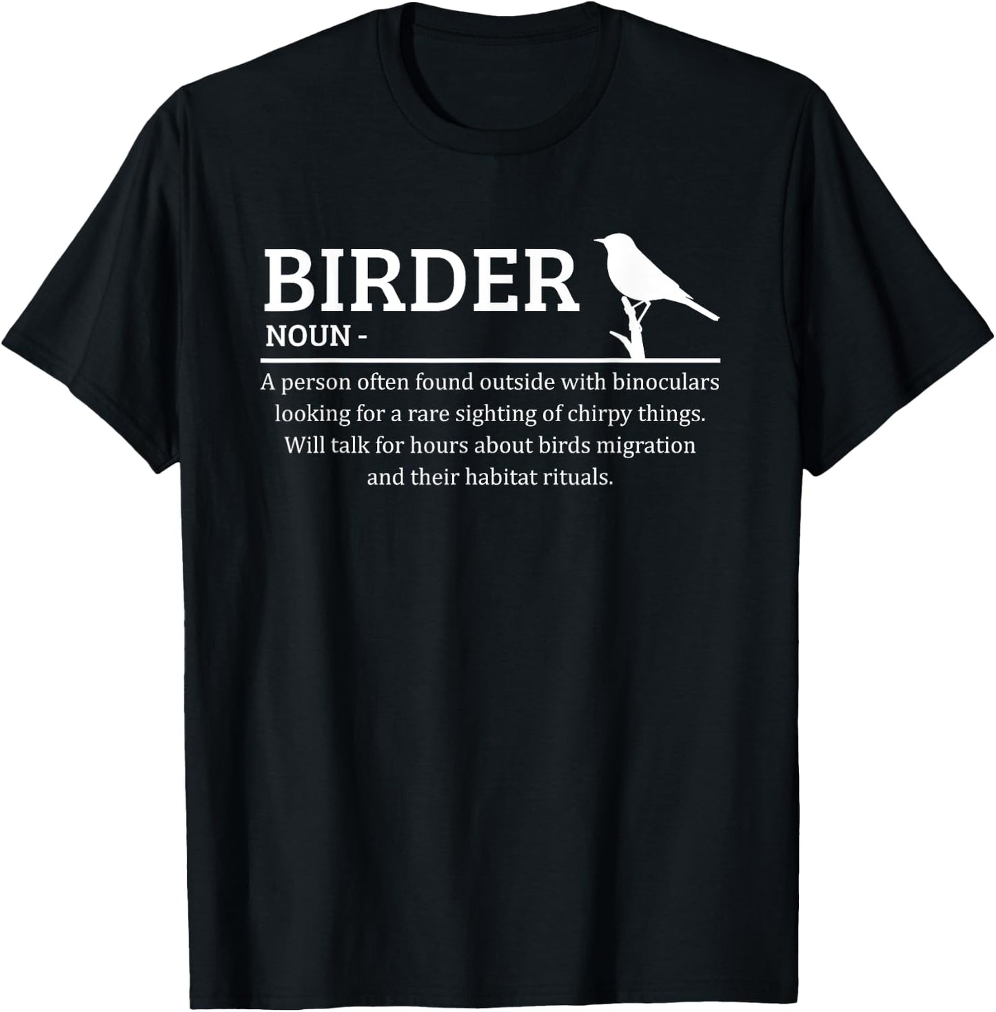 Birder Definition Funny Birding Birdwatching Lovers T-Shirt - T-Shirt | Black