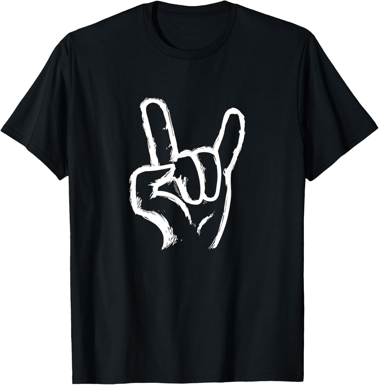 Rock On Hand Sign Symbol Gesture Rock Lover Gift Men Women T-Shirt - T-Shirt | Black