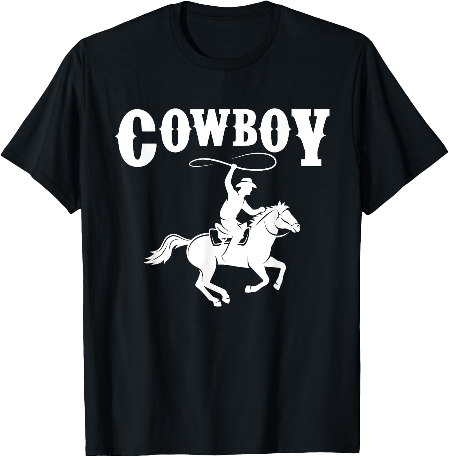 Cowboy Lasso Horse Riding - Wild West Rodeo Stampede T-Shirt - T-Shirt | Black