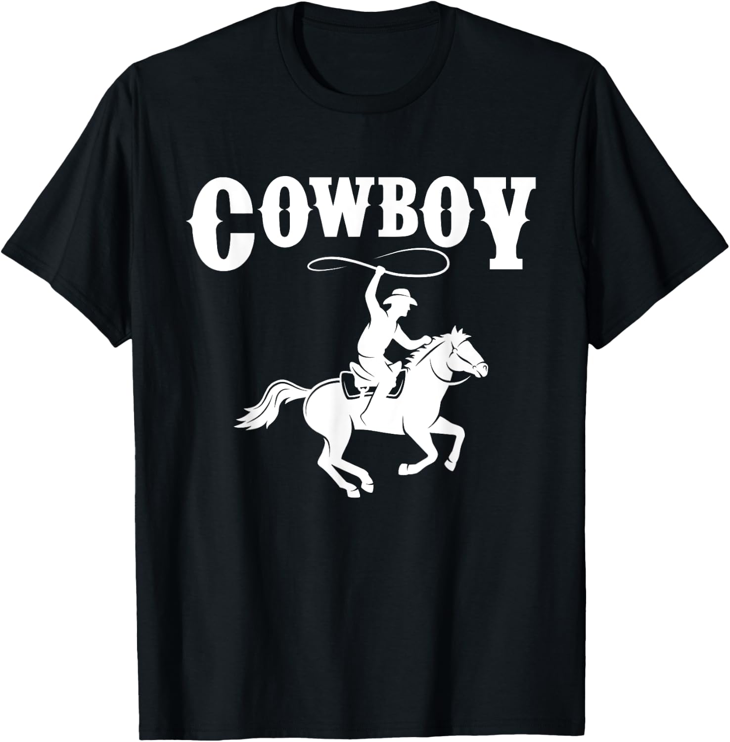 Cowboy Lasso Horse Riding - Wild West Rodeo Stampede T-Shirt - T-Shirt | Black