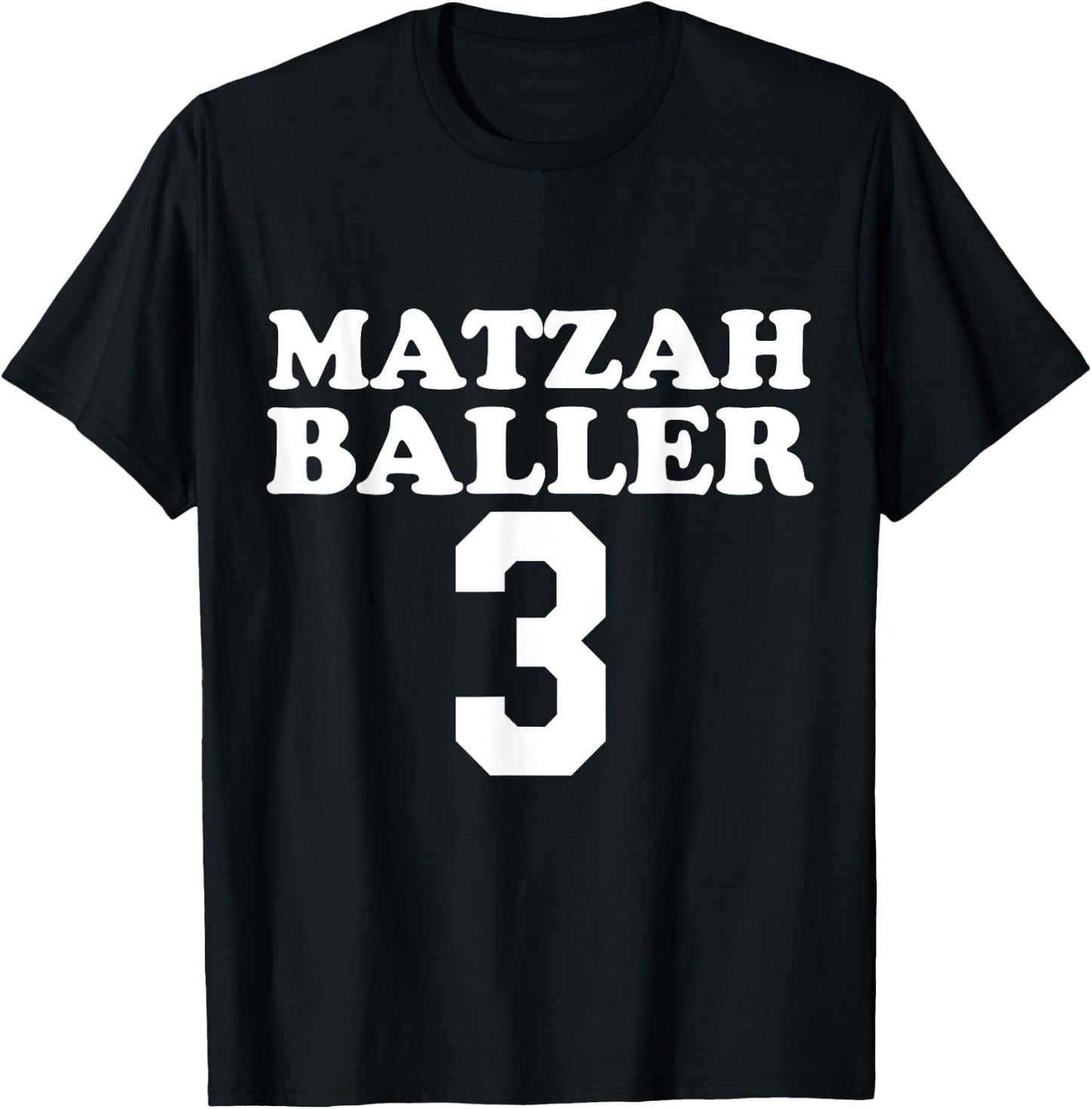 MATZAH BALLERS 3 Funny Jewish Pun Basketball Team Jersey T-Shirt - T-Shirt | Black