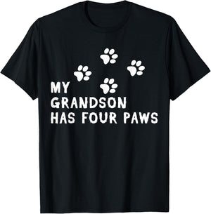 My Grandson Has Four Paws Dog Fur Parent T-Shirt - T-Shirt | Black