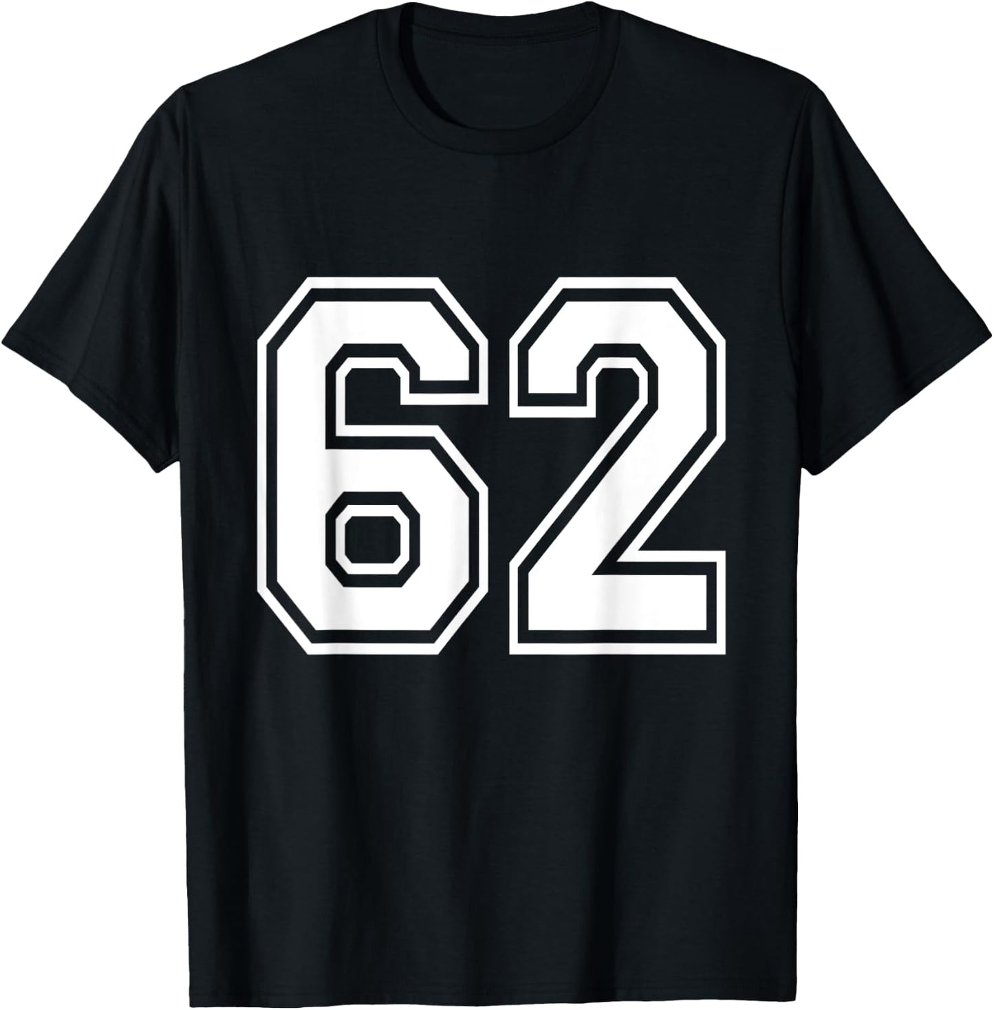 Number 62 Varsity Sports Team Jersey 62nd Birthday 62 Years T-Shirt - T-Shirt | Black
