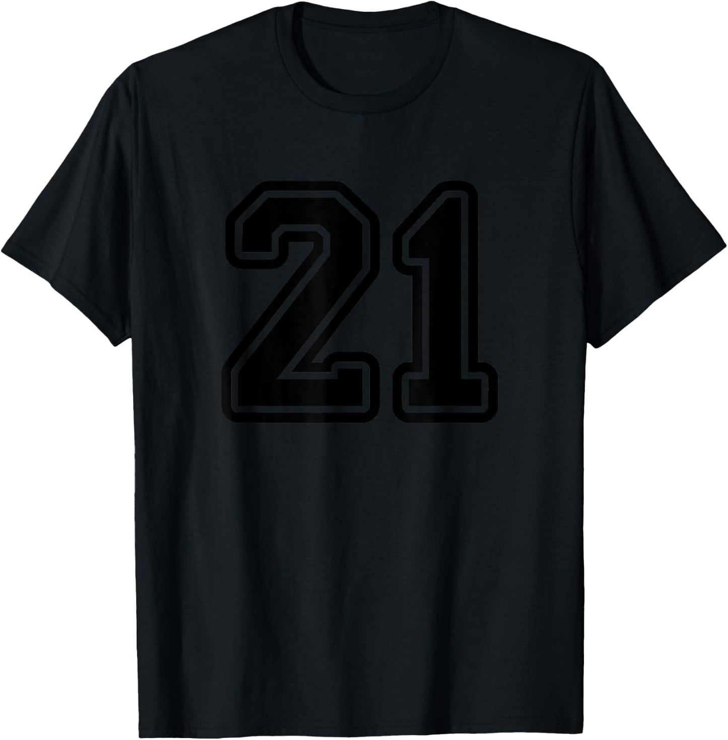 Number #21 Black Sport Varsity Number 21 T-Shirt - T-Shirt | Black