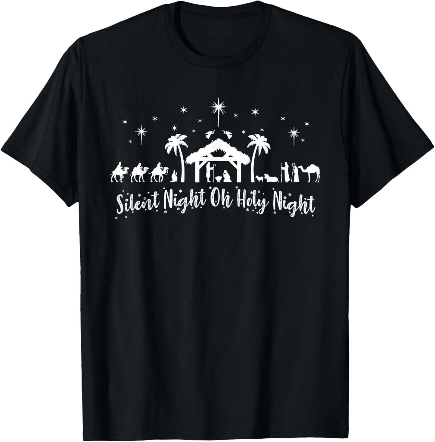 Silent Night Holy Religious Nativity Scene Christ T-Shirt - T-Shirt | Black
