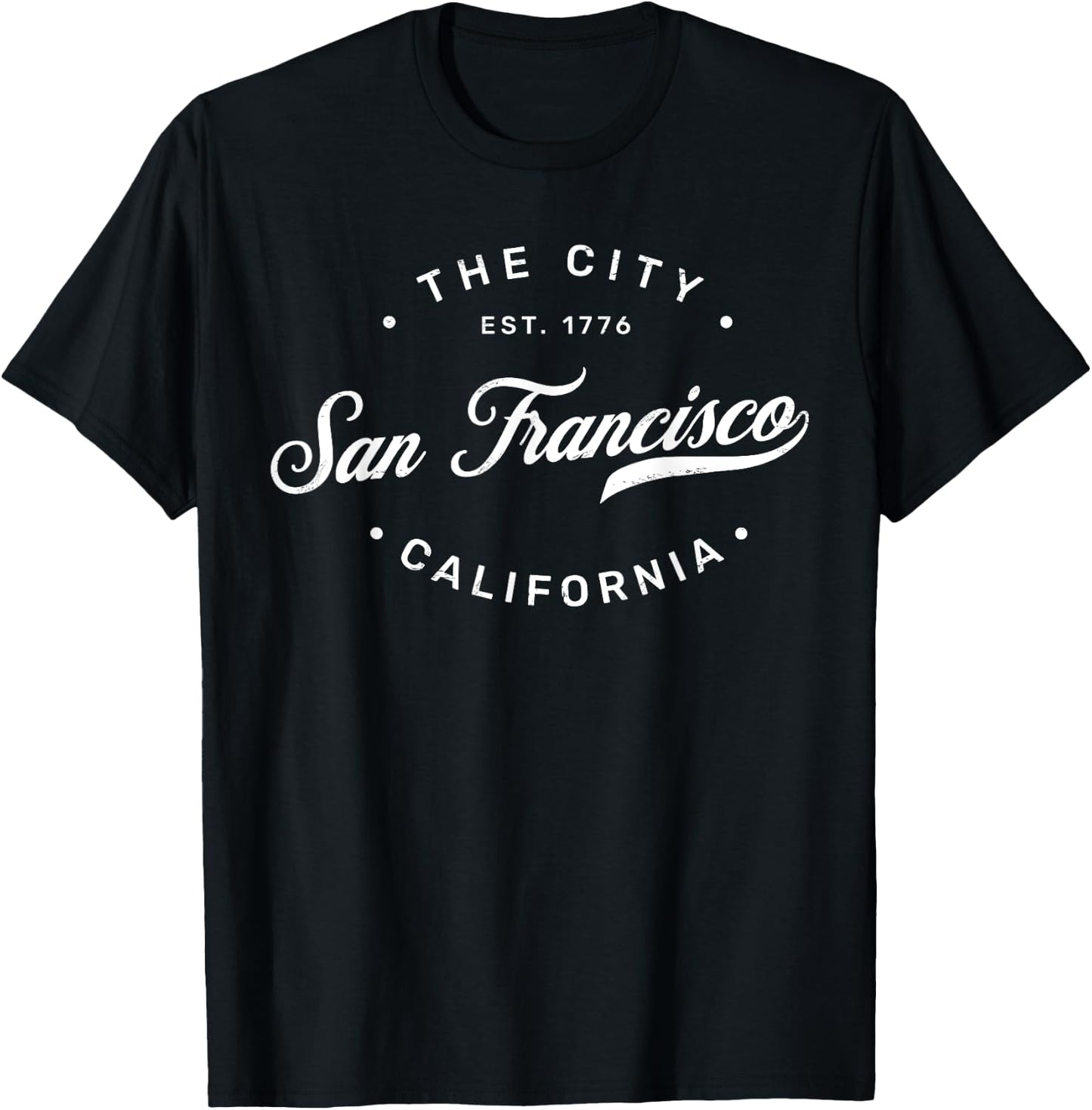 Classic Retro Vintage Distressed San Francisco California SF T-Shirt - T-Shirt | Black