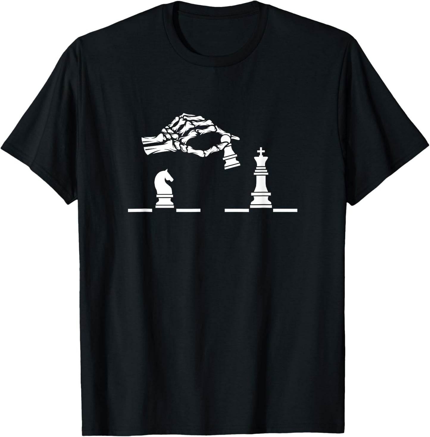 Skeleton Hands Playing Chess - Graphic Design T-Shirt - T-Shirt | Black