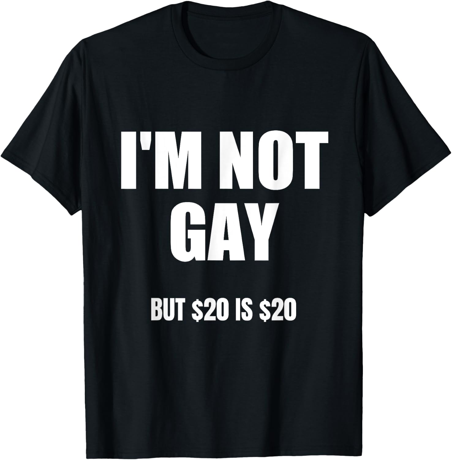 I'm Not Gay But $20 Is $20 , Black, S T-Shirt - T-Shirt | Black