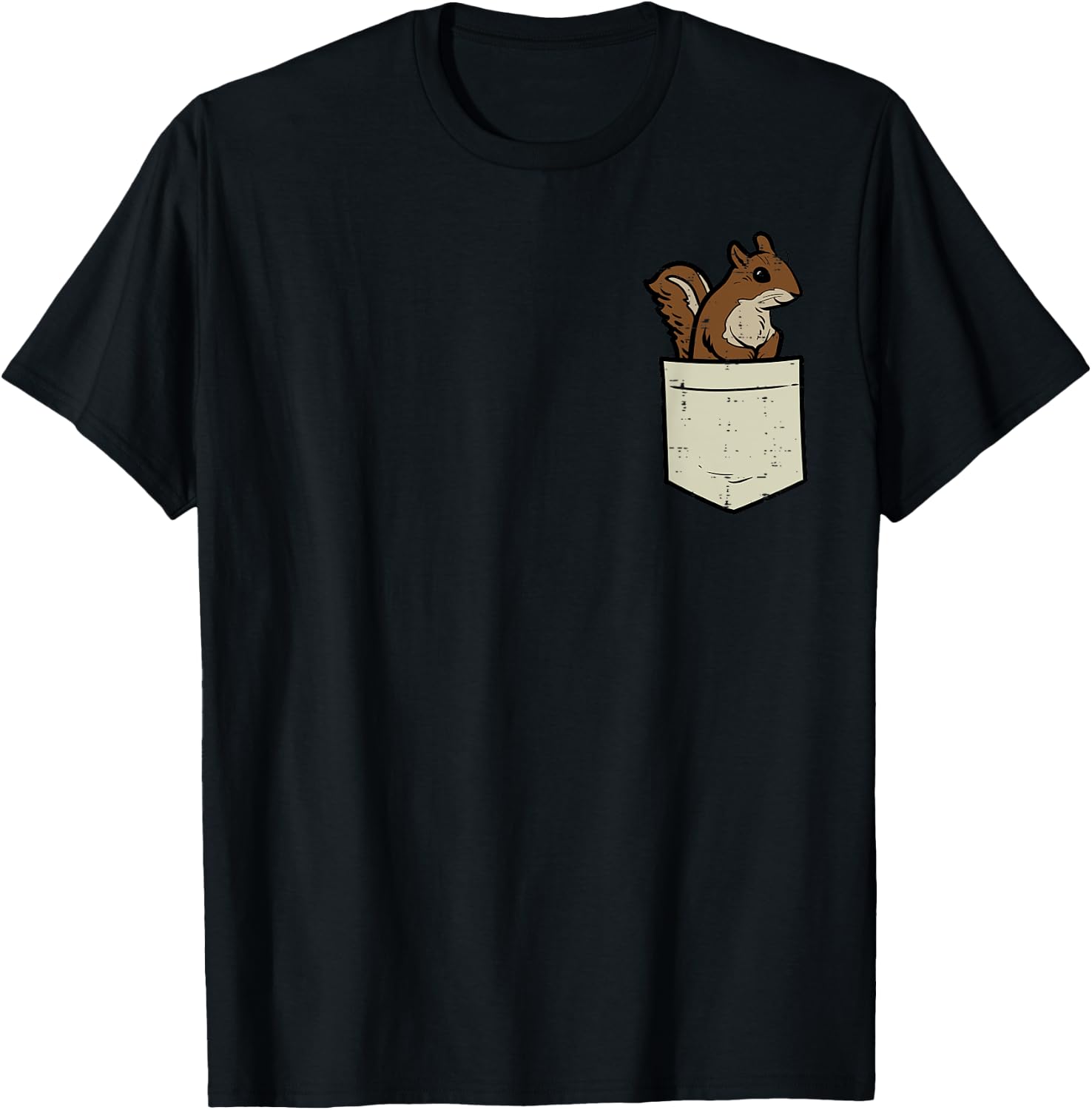 Squirrel Pocket Cute Chipmunk Rodent Women Girls Kids Men T-Shirt - T-Shirt | Black