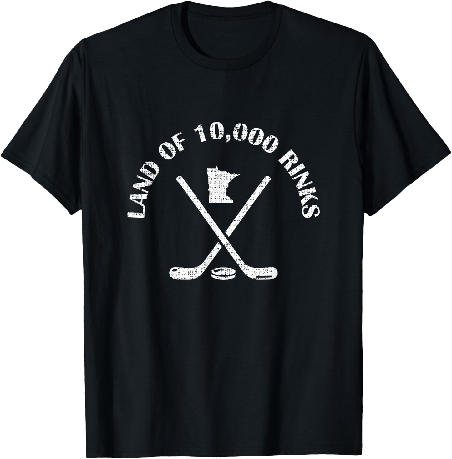 Minnesota Land Of 10000 Rinks Ice Hockey State Souvenir Gift T-Shirt - T-Shirt | Black