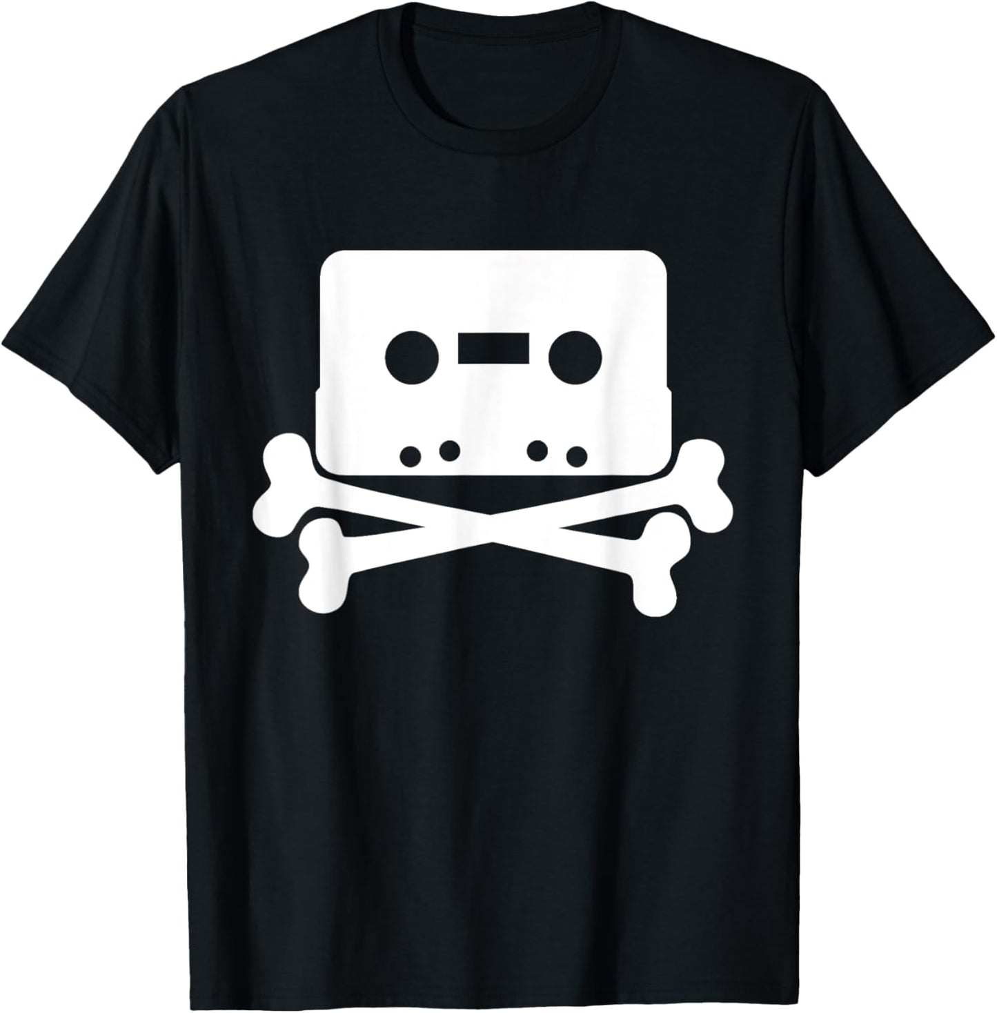 Vintage retro Cassette Tape Skull and Crossbones T-Shirt - T-Shirt | Black
