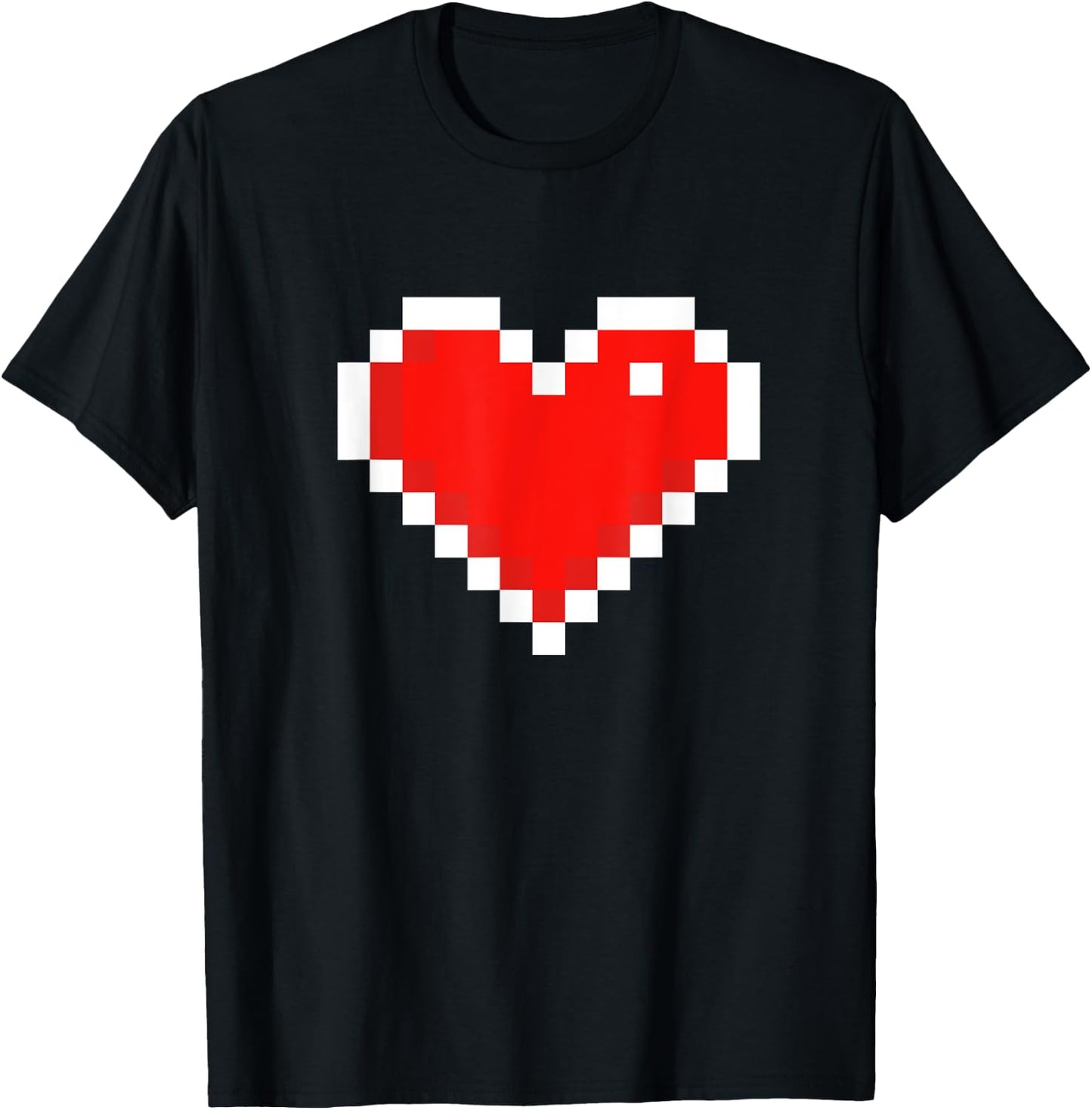 Old 8 Bit Heart Arcade Retro Pixel Gamer Valentine's Day T-Shirt - T-Shirt | Black