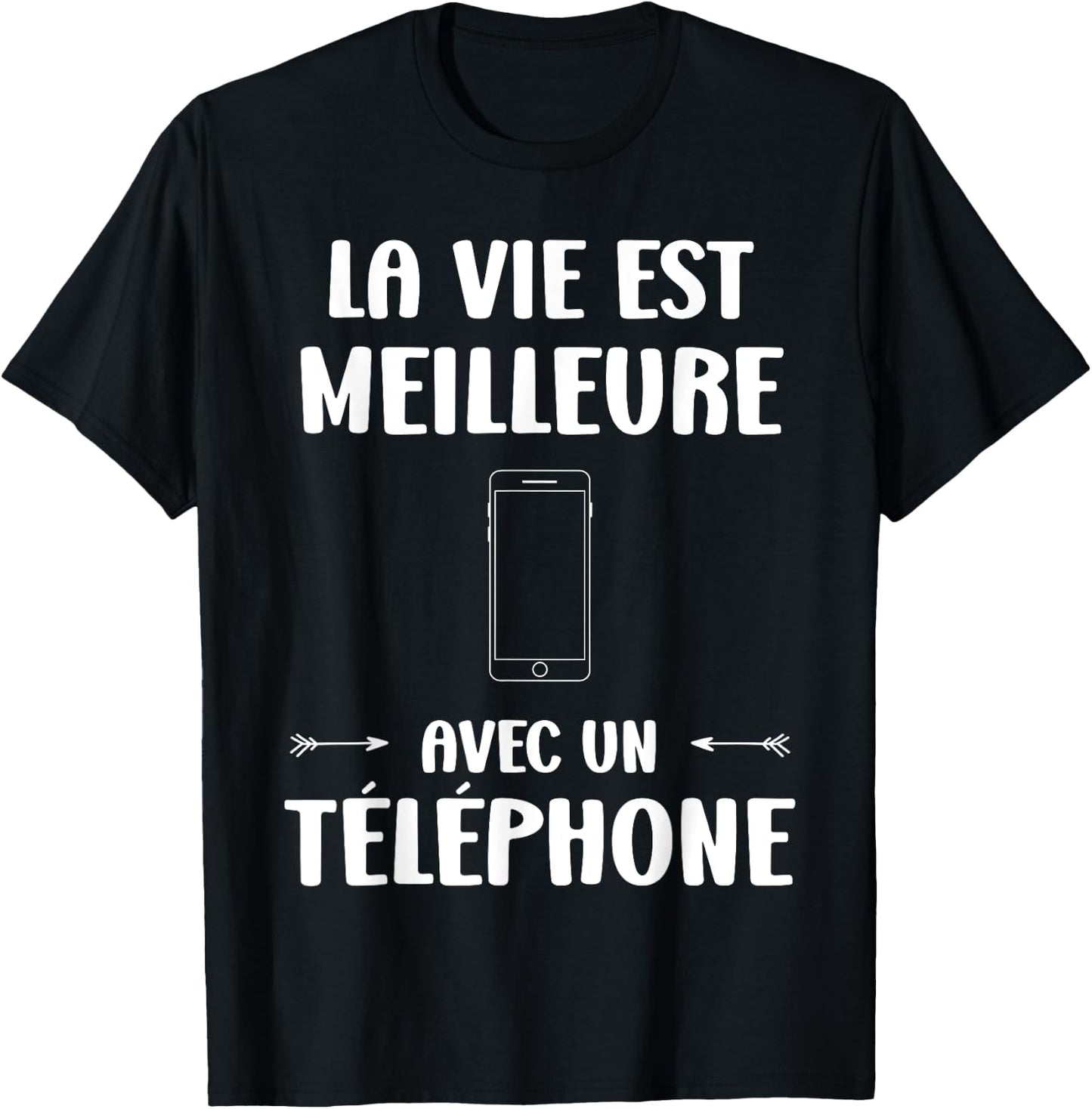 Portable Humor Life Is Better with a Phone , Black, S T-Shirt - T-Shirt | Black
