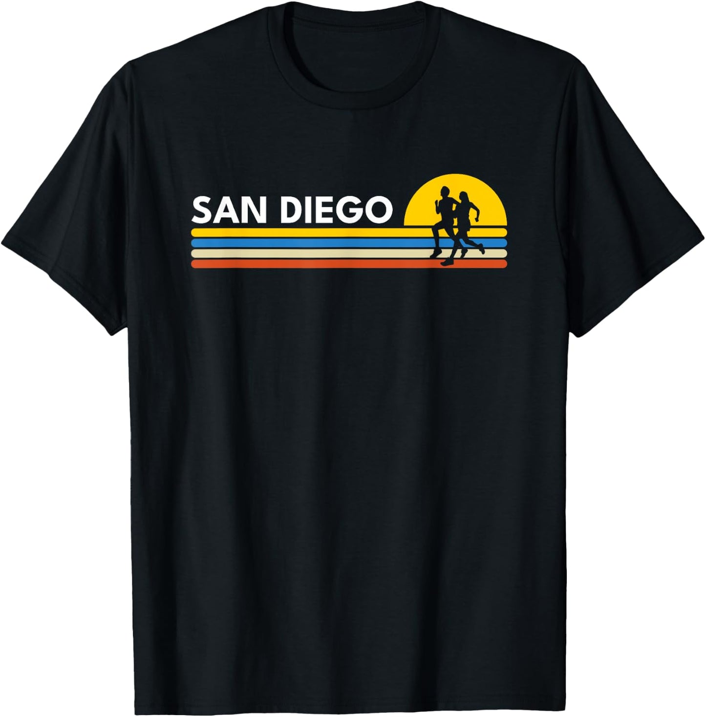 San Diego CA California Runner Vintage Retro Souvenirs T-Shirt - T-Shirt | Black