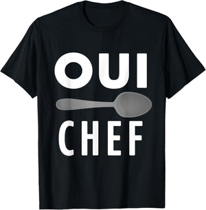 Oui Chef A Funny Chef Line Cook Foodie French T-Shirt - T-Shirt | Black