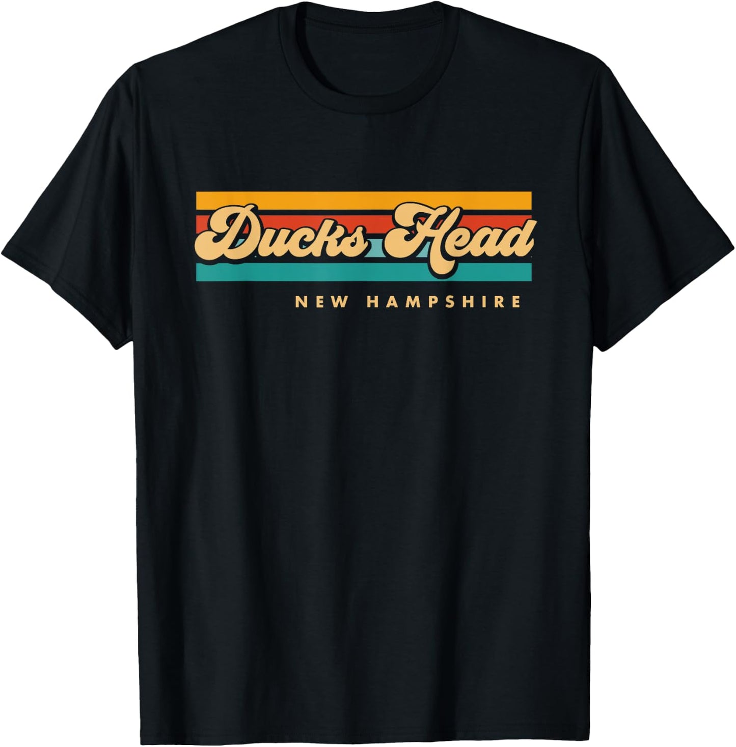 Vintage Sunset Stripes Ducks Head, New Hampshire T-Shirt - T-Shirt | Black