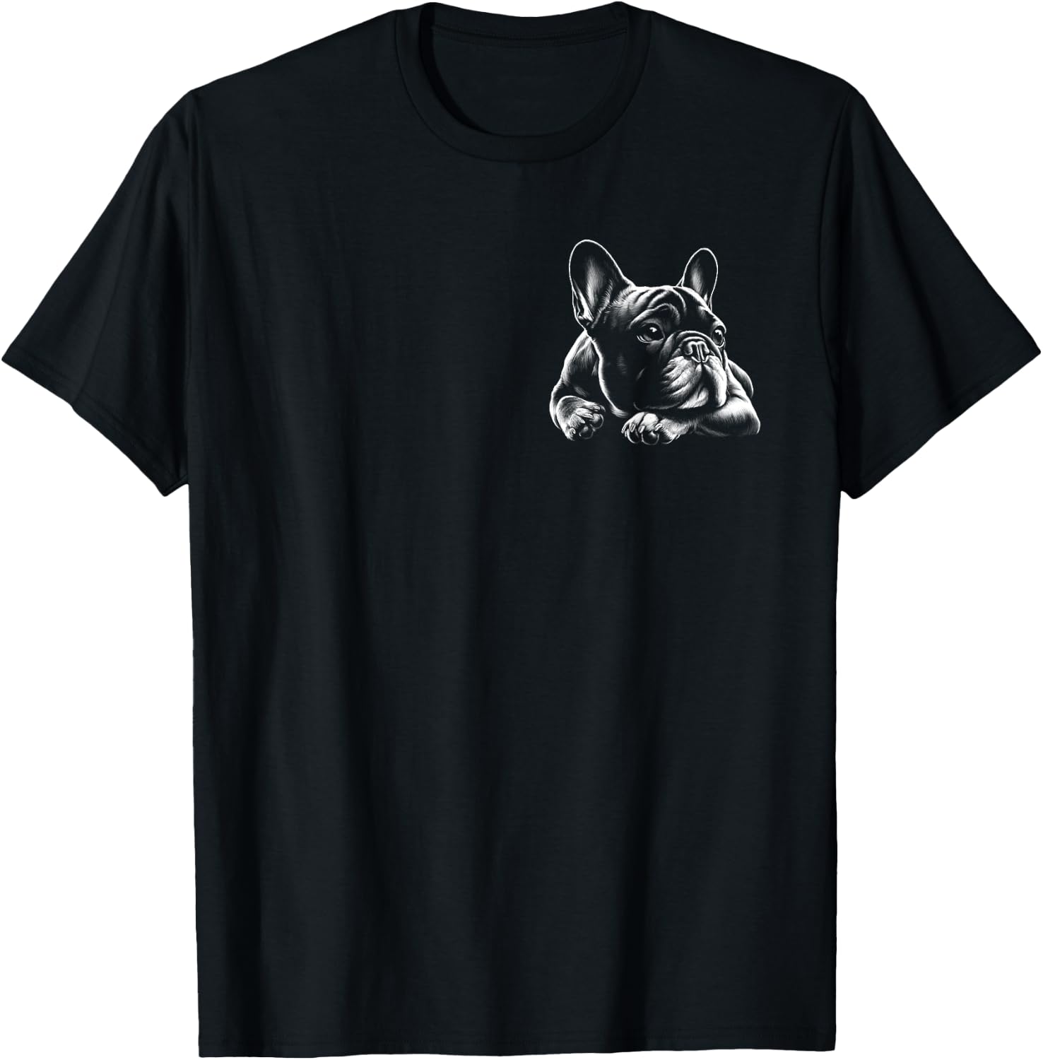 Cute Dreamy French Bulldog on Chest Men Women Kids T-Shirt - T-Shirt | Black