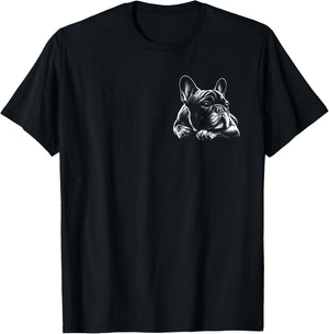 Cute Dreamy French Bulldog on Chest Men Women Kids T-Shirt - T-Shirt | Black