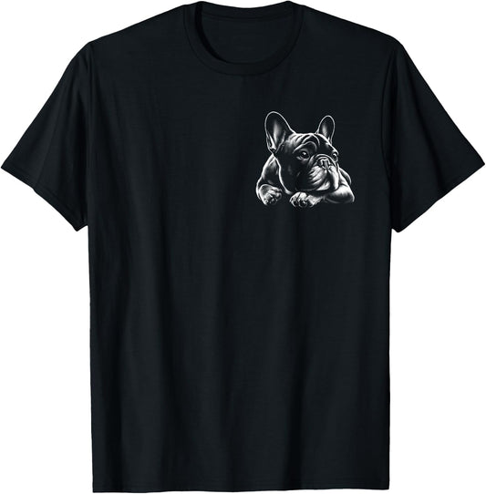 Cute Dreamy French Bulldog on Chest Men Women Kids T-Shirt - T-Shirt | Black