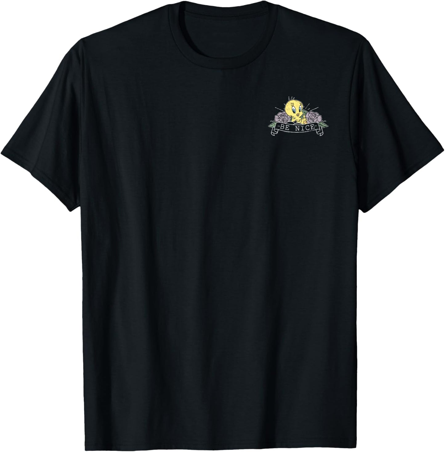 Looney Tunes Tweety Bird Be Nice Pocket T-Shirt - T-Shirt | Black