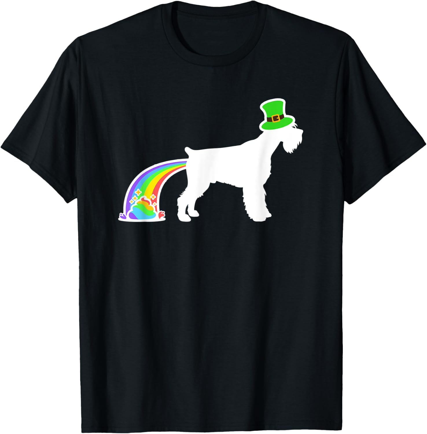 St. Patrick's Day Rainbow Dog - Giant Schnauzer T-Shirt - T-Shirt | Black