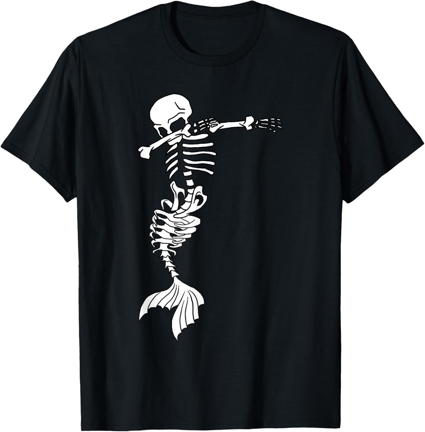Dabbing Mermaid Skeleton Halloween Creepy Dab Spooky T-Shirt - T-Shirt | Black
