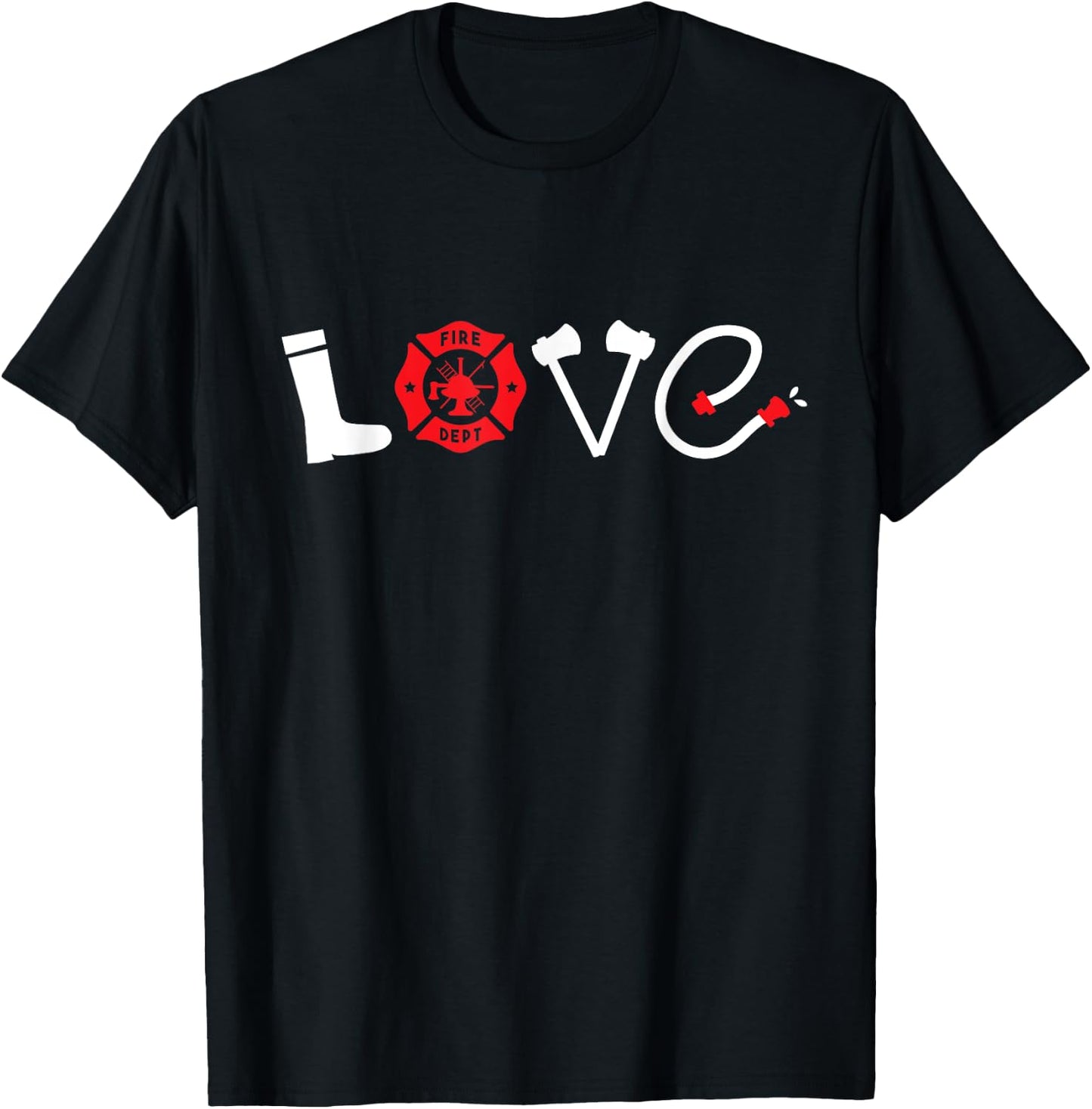 Firefighter Girlfriend Girl Wife Love T-Shirt - T-Shirt | Black