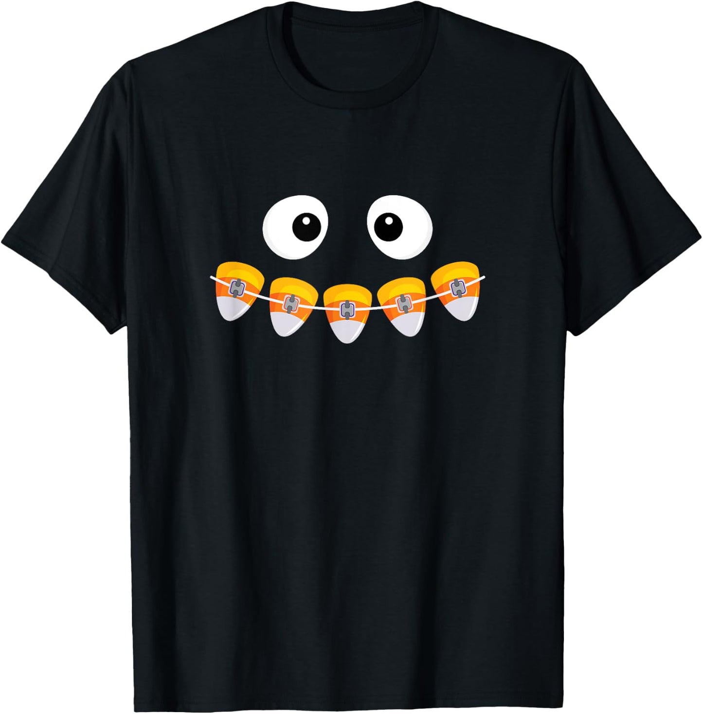 Orthodontist Halloween Dental Brace Rubber Bands Candy Corn T-Shirt - T-Shirt | Black