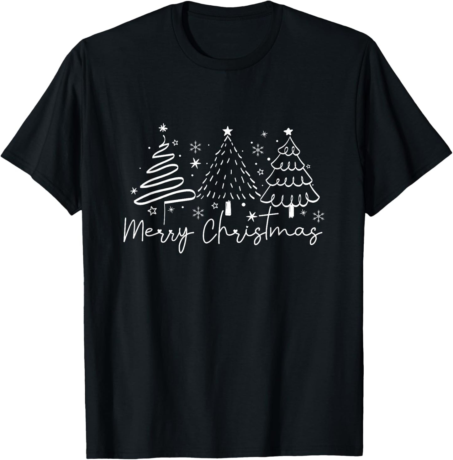 Merry Christmas Tree Christmas Tree T-Shirt - T-Shirt | Black