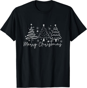 Merry Christmas Tree Christmas Tree T-Shirt - T-Shirt | Black