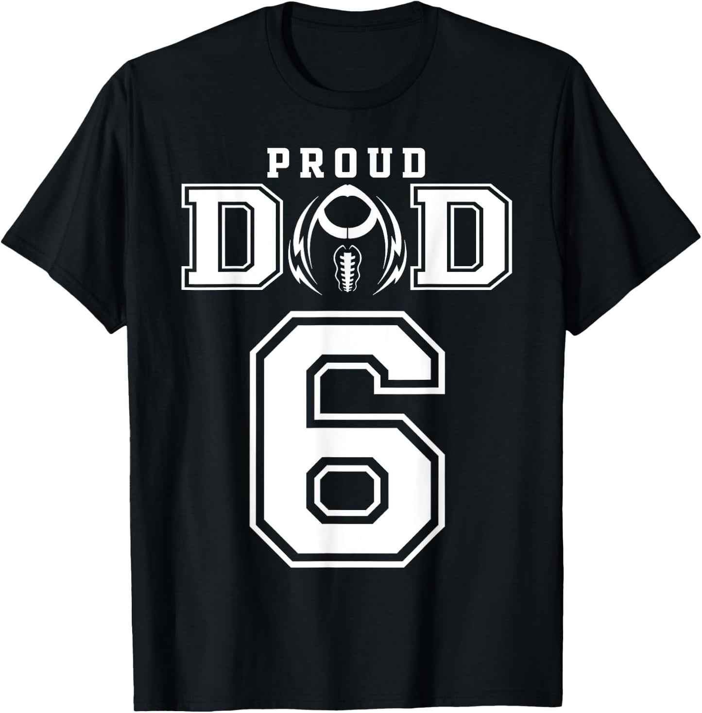 Custom Proud Football Dad Number 6 Personalized T-Shirt - T-Shirt | Black