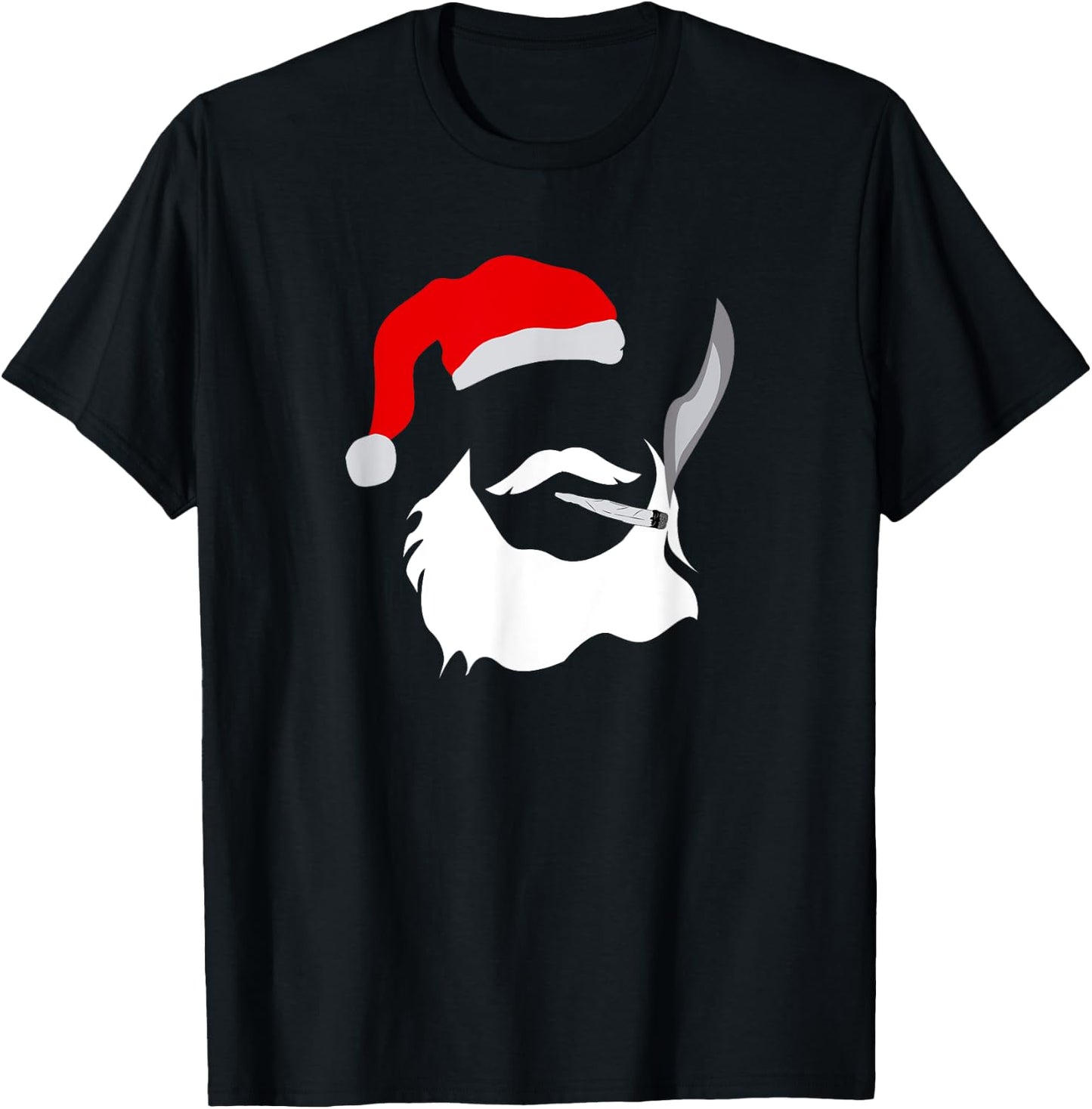 Funny Face Santa Clause Smoking Weed Christmas Marijuana T-Shirt - T-Shirt | Black