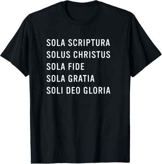 5 Solas Scriptura Christian Bible Theology T-Shirt - T-Shirt | Black
