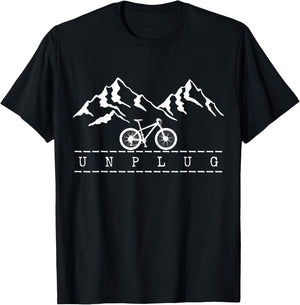 Mountain Bike Unplug MTB Biking Downhill Mountain Biker T-Shirt - T-Shirt | Black