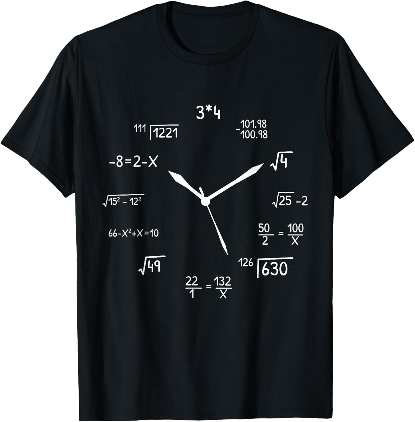 Novelty Math Clock with Math Equations T-Shirt - T-Shirt | Black