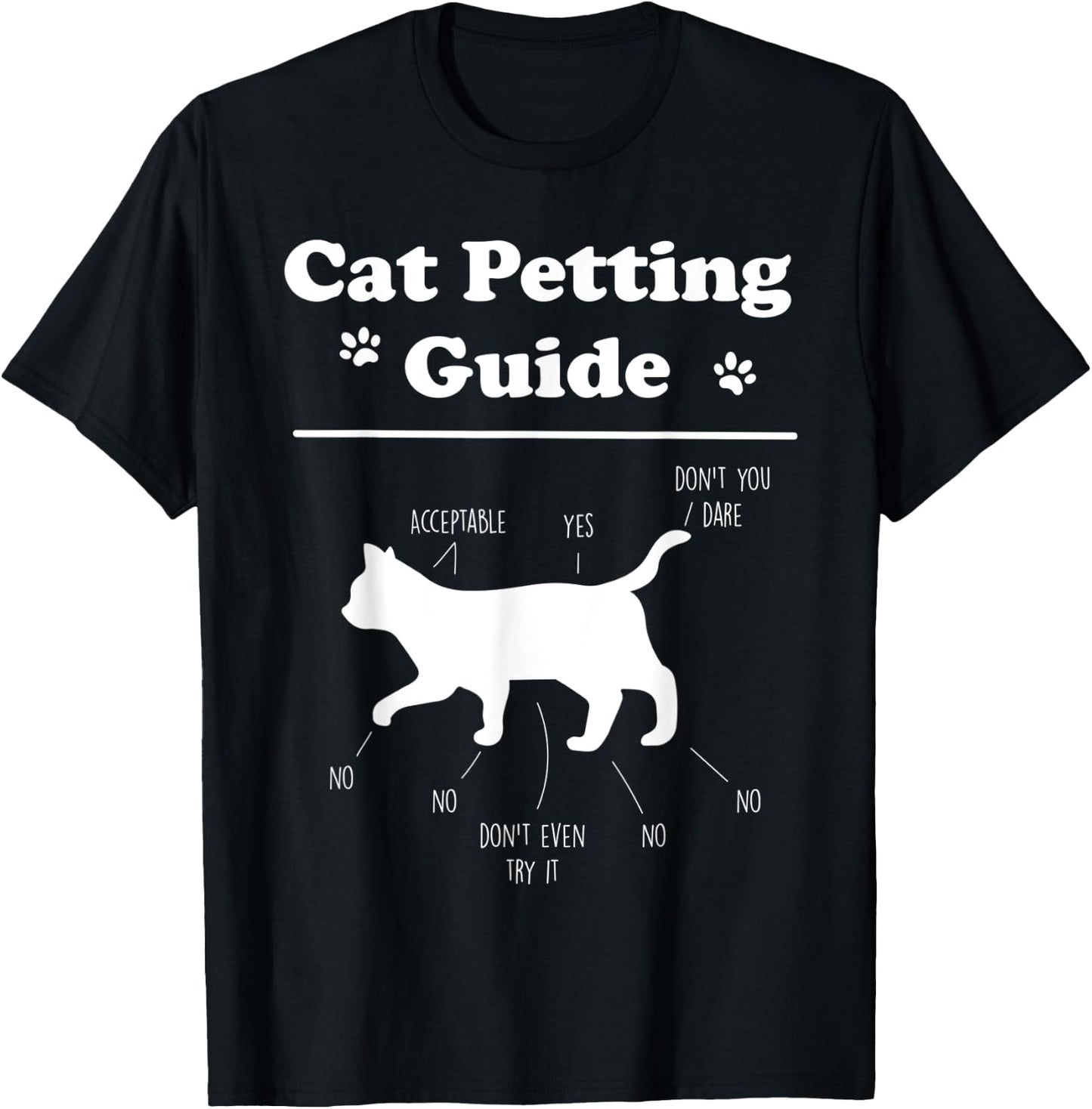Cat Petting Guide Funny Cat Owner Pet Kitten Petting Guide Men Women Kids T-Shirt - T-Shirt | Black