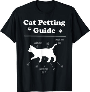 Cat Petting Guide Funny Cat Owner Pet Kitten Petting Guide Men Women Kids T-Shirt - T-Shirt | Black