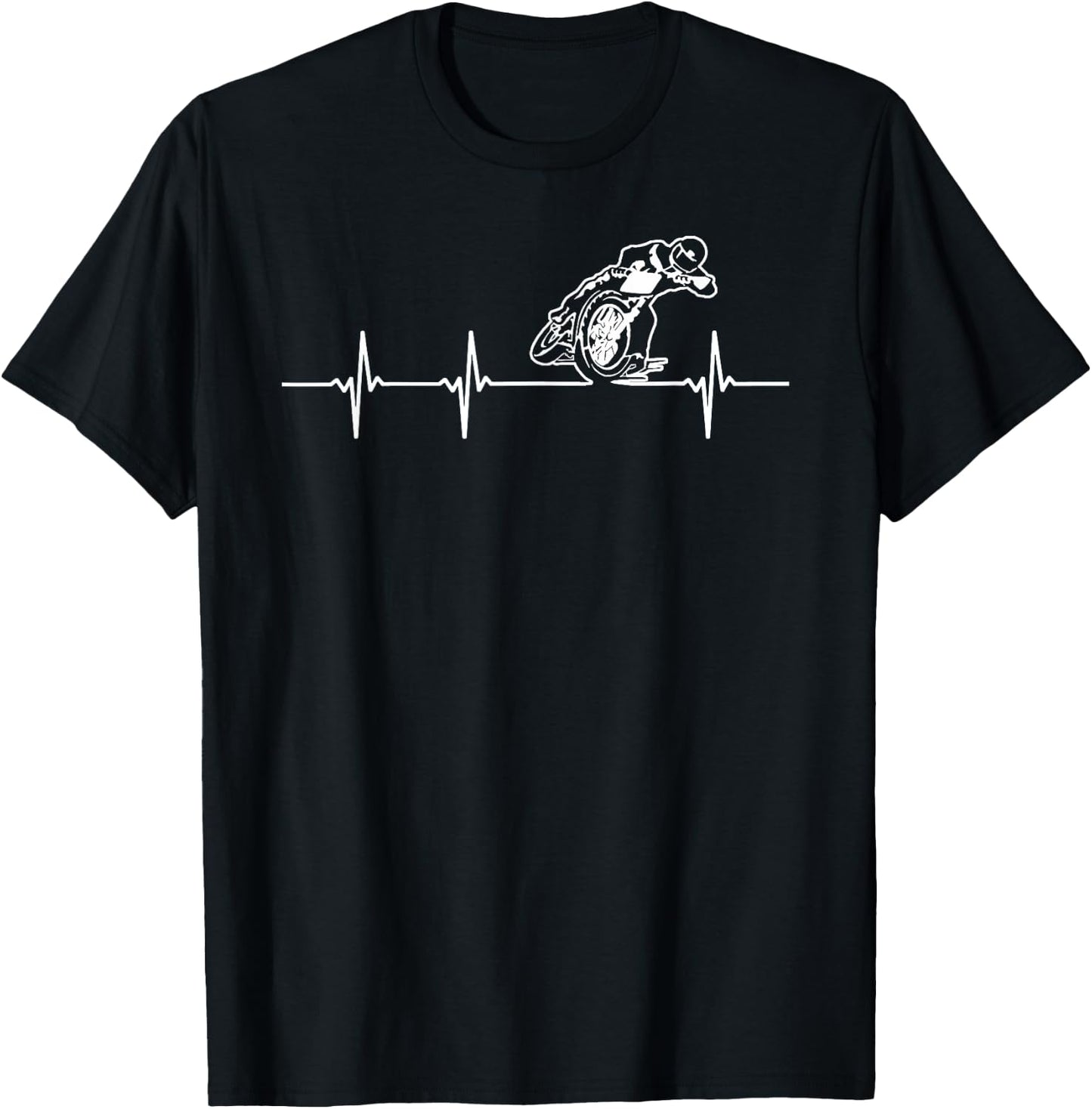 FLAT TRACK MOTORCYCLE heartbeat racing speedway shirt T-Shirt - T-Shirt | Black